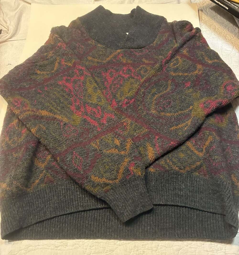 The Italian Sweater Co. Patterned Knit Sweater Gray Made In Italy